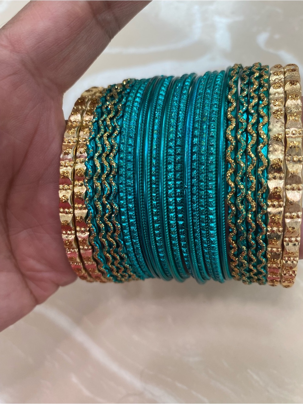 Stanley Teal and Gold Stackable Women's Bangle Set x 25